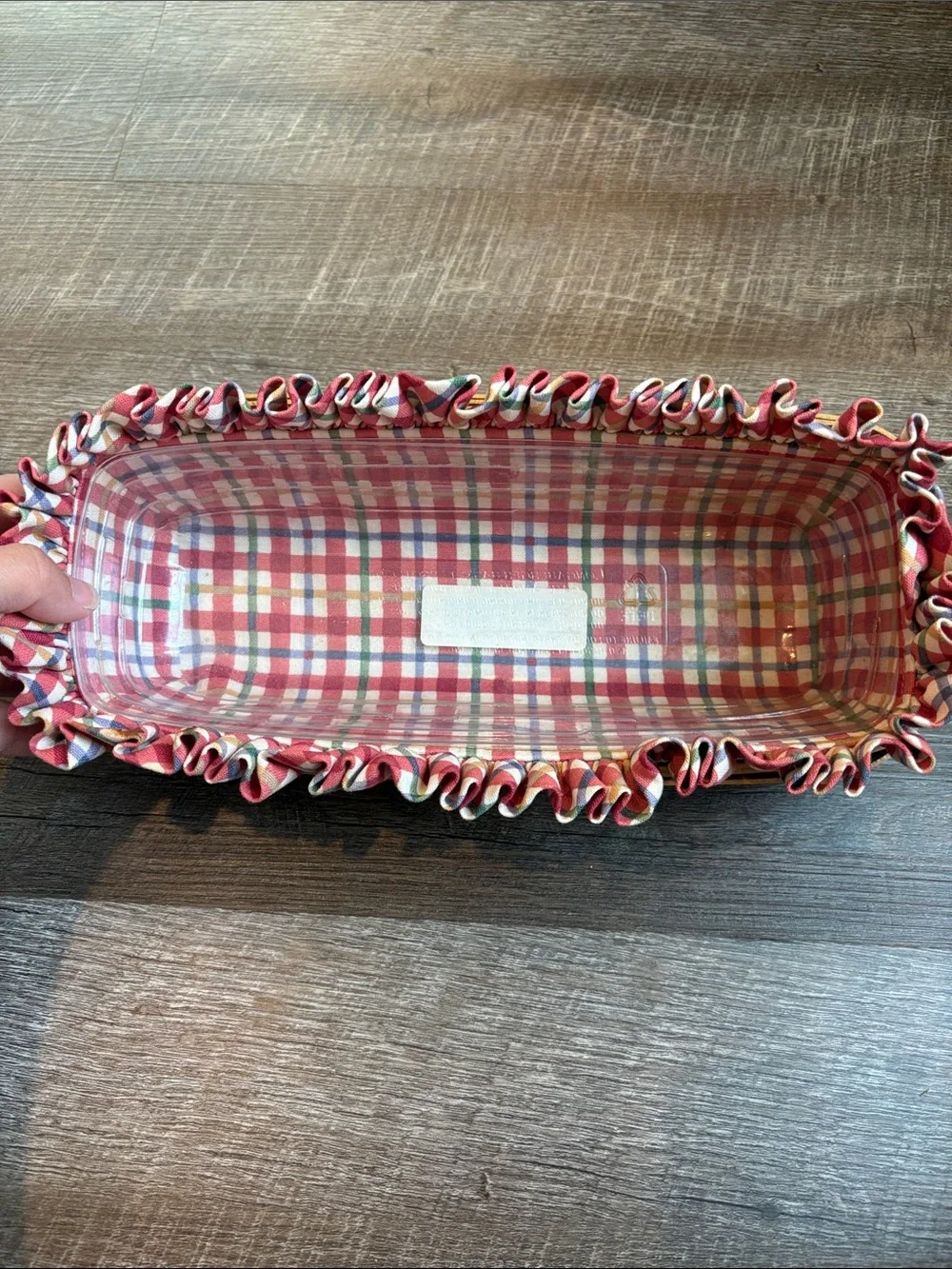 Longaberger Rectangular Basket 2004 Plaid Insert & Protector 11.5”